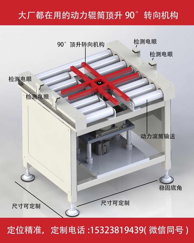 90度转向机构滚筒输送机装箱码垛物流